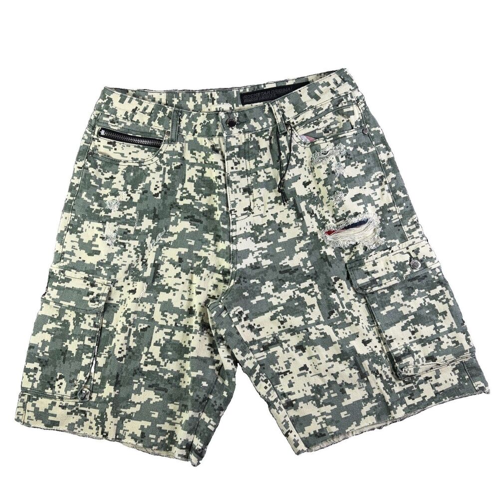 Rockstar Original Camo Cargo Shorts Mens 36 RSM250 Baggy Fit Digicamo Utility